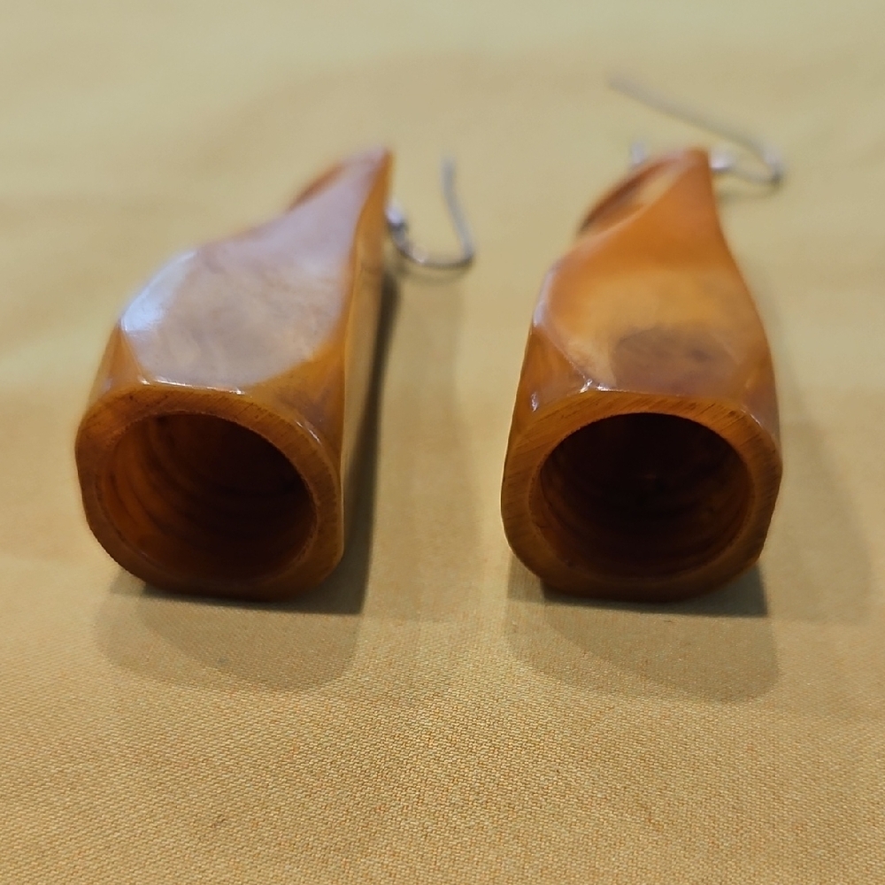 Art Deco Style Earrings Made From Vintage Bakelite Cigar / Cigarette Holders - Picture 2 of 6